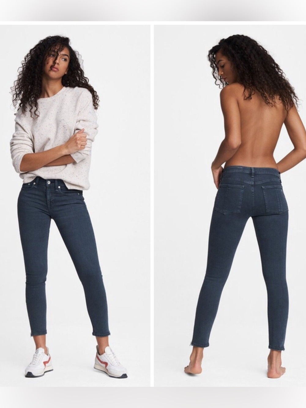 RAG & BONE Minna CATE Grey Wash Mid-Rise Skinny Ankle Jeans 29 Zippers